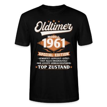 Baujahr 1961 Oldtimer Geburtstag Spruch 60 - Stanley/Stella Unisex Bio-T-Shirt CRAFTER - Schwarz - Vorne - Alina (178cm) & Michal (187cm)