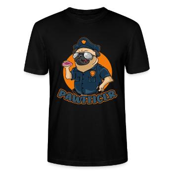 Pawfficer The Donut Police Dog - Stanley/Stella CRAFTER Unisex Organic T-Shirt - black - Front - Alina (178cm) & Michal (187cm)