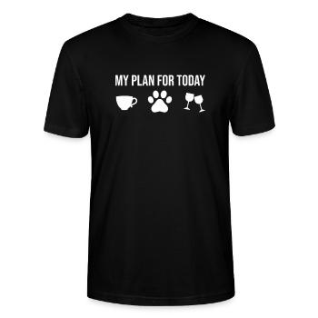 Hund Spruch lustiger Spruch Hunde Wein Kaffee - Stanley/Stella Unisex Bio-T-Shirt CRAFTER - Schwarz - Vorne - Alina (178cm) & Michal (187cm)