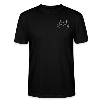 Katze Kätzchen Mittelfinger Katzen Geschenk lustig - Stanley/Stella Unisex Bio-T-Shirt CRAFTER - Schwarz - Vorne - Alina (178cm) & Michal (187cm)