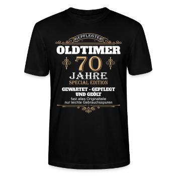 70 Geburtstag 70 Jahre siebzig Geschenk Geburtstag - Stanley/Stella Unisex Bio-T-Shirt CRAFTER - Schwarz - Vorne - Alina (178cm) & Michal (187cm)