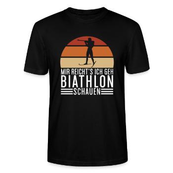 Biathlet Spruch Wintersport Biathlon Fan Geschenk - Stanley/Stella Unisex Bio-T-Shirt CRAFTER - Schwarz - Vorne - Alina (178cm) & Michal (187cm)