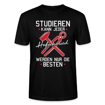 Hufschmied werden die Besten Hufeisen Schmied - Stanley/Stella Unisex Bio-T-Shirt CRAFTER - Schwarz - Vorne - Alina (178cm) & Michal (187cm)