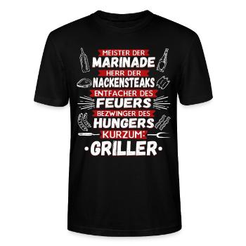 Griller Grillen lustig - Stanley/Stella Unisex Bio-T-Shirt CRAFTER - Schwarz - Vorne - Alina (178cm) & Michal (187cm)