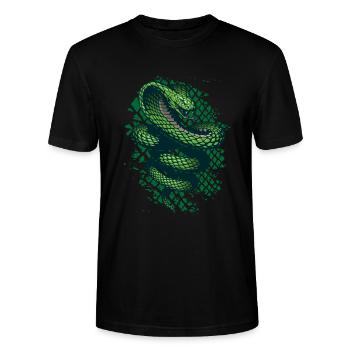 Serpent vert de terrarium reptile - T-shirt bio CRAFTER Stanley Stella Unisexe - noir - Devant - Alina (178cm) & Michal (187cm)