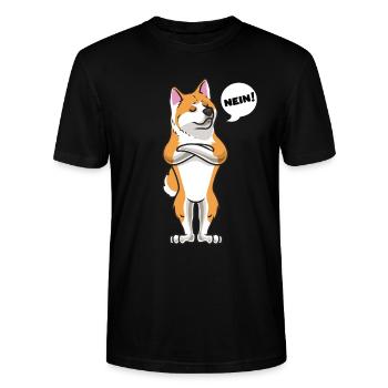 Sturer Akita Inu Hund lustig Akita Ken - Stanley/Stella Unisex Bio-T-Shirt CRAFTER - Schwarz - Vorne - Alina (178cm) & Michal (187cm)
