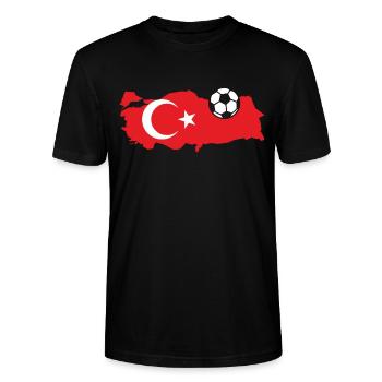 Türkei Fahne Fußballer Fußball Land - Stanley/Stella Unisex Bio-T-Shirt CRAFTER - Schwarz - Vorne - Alina (178cm) & Michal (187cm)