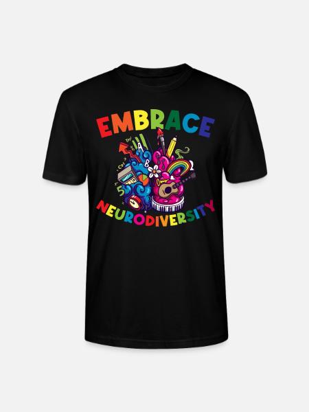 Embrace Neurodiversity ADHD Gift - Stanley/Stella CRAFTER Unisex Organic T-Shirt - black