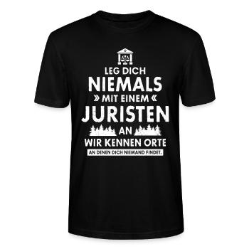 LEG DICH NIE MIT EINEM JURISTEN AN JURIST GESCHENK - Stanley/Stella Unisex Bio-T-Shirt CRAFTER - Schwarz - Vorne - Alina (178cm) & Michal (187cm)