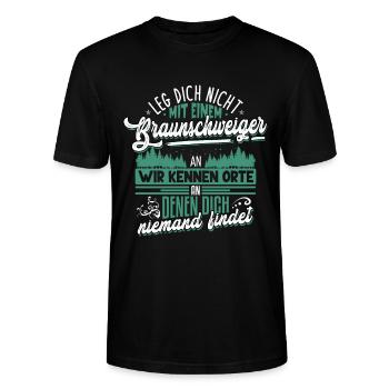 Leg dich nicht mit Braunschweiger an - Stanley/Stella Unisex Bio-T-Shirt CRAFTER - Schwarz - Vorne - Alina (178cm) & Michal (187cm)
