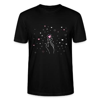 K-Pop - T-shirt bio CRAFTER Stanley Stella Unisexe - noir - Devant - Alina (178cm) & Michal (187cm)