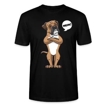 Sturer Hund Continental Bulldog Hund - Stanley/Stella Unisex Bio-T-Shirt CRAFTER - Schwarz - Vorne - Alina (178cm) & Michal (187cm)