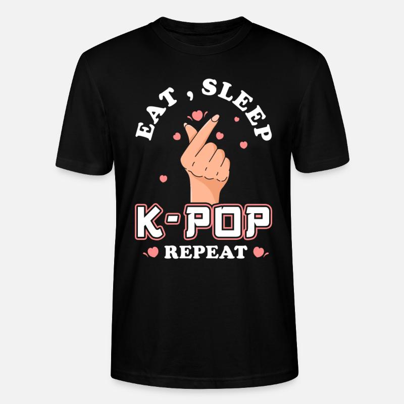 K-Pop Eat Sleep Kpop Repeat - Stanley/Stella Unisex Bio-T-Shirt CRAFTER - Schwarz