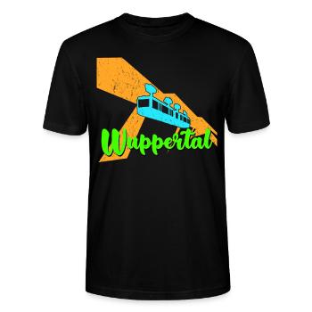 Wupptertaler Schwebebahn Bahn Wuppertal - Stanley/Stella Unisex Bio-T-Shirt CRAFTER - Schwarz - Vorne - Alina (178cm) & Michal (187cm)