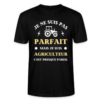 t shirt pas parfait agriculteur humour agricole - T-shirt bio CRAFTER Stanley Stella Unisexe - noir - Devant - Alina (178cm) & Michal (187cm)
