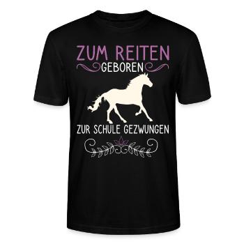 Reitspruch Pferdemädchen Reiten Pferde Motiv - Stanley/Stella Unisex Bio-T-Shirt CRAFTER - Schwarz - Vorne - Alina (178cm) & Michal (187cm)