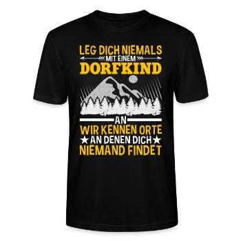 Leg Dich Nicht Mit Einem Dorfkind An Landei Spruch - Stanley/Stella Unisex Bio-T-Shirt CRAFTER - Schwarz - Vorne - Alina (178cm) & Michal (187cm)