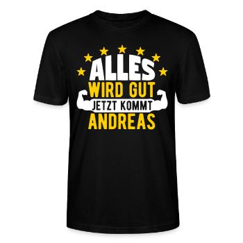 Andreas - Alles wird gut jetzt kommt Andreas - Stanley/Stella Unisex Bio-T-Shirt CRAFTER - Schwarz - Vorne - Alina (178cm) & Michal (187cm)