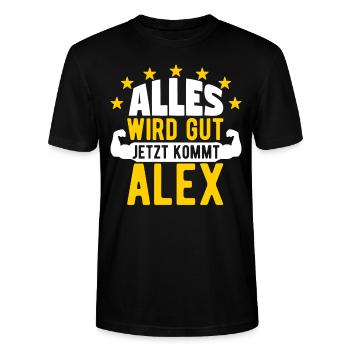 Alex - Alles wird gut jetzt kommt Alex - Stanley/Stella Unisex Bio-T-Shirt CRAFTER - Schwarz - Vorne - Alina (178cm) & Michal (187cm)