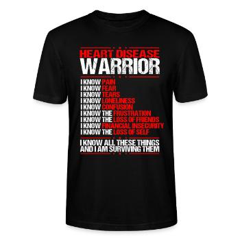 Heart Disease Awareness I know Pain Red Ribbon - Stanley/Stella CRAFTER Unisex Organic T-Shirt - black - Front - Alina (178cm) & Michal (187cm)