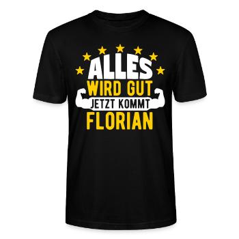 Florian - Alles wird gut jetzt kommt Florian - Stanley/Stella Unisex Bio-T-Shirt CRAFTER - Schwarz - Vorne - Alina (178cm) & Michal (187cm)