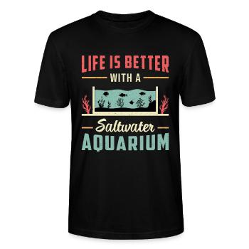 Salzwasser Aquarium Aquarist Aquaristik Geschenk - Stanley/Stella Unisex Bio-T-Shirt CRAFTER - Schwarz - Vorne - Alina (178cm) & Michal (187cm)