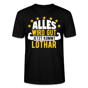 Lothar - Alles wird gut jetzt kommt Lothar - Stanley/Stella Unisex Bio-T-Shirt CRAFTER - Schwarz - Vorne - Alina (178cm) & Michal (187cm)