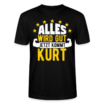 Kurt - Alles wird gut jetzt kommt Kurt - Stanley/Stella Unisex Bio-T-Shirt CRAFTER - Schwarz - Vorne - Alina (178cm) & Michal (187cm)