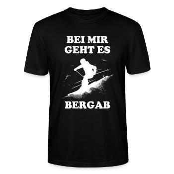 Ski Tshirt Apres Skispringen Winter Schnee Skilift - Stanley/Stella Unisex Bio-T-Shirt CRAFTER - Schwarz - Vorne - Alina (178cm) & Michal (187cm)