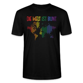 Regenbogen Gleichberechtigung Welt Bunt Geschenk - Stanley/Stella Unisex Bio-T-Shirt CRAFTER - Schwarz - Vorne - Alina (178cm) & Michal (187cm)