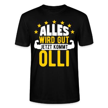 Olli - Alles wird gut jetzt kommt Olli - Stanley/Stella Unisex Bio-T-Shirt CRAFTER - Schwarz - Vorne - Alina (178cm) & Michal (187cm)