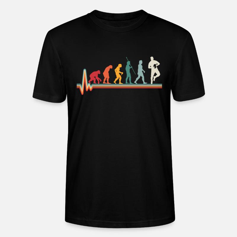 Evolution Herzschlag Rugby Geschenk - Stanley/Stella Unisex Bio-T-Shirt CRAFTER - Schwarz