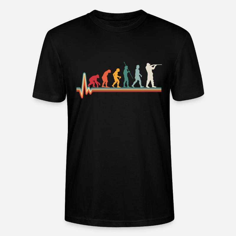 Evolution Heartbeat Hunter Hunting Gift - Stanley/Stella CRAFTER Unisex Organic T-Shirt - black
