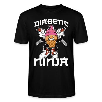 Diabetic Ninja Diabetic Gift - Stanley/Stella CRAFTER Unisex Organic T-Shirt - black - Front - Alina (178cm) & Michal (187cm)