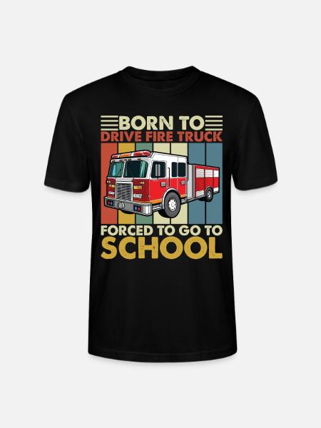 Born to Drive Fire Truck Forced To Go To School - Stanley/Stella CRAFTER Unisex Organic T-Shirt - black