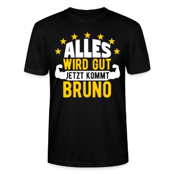 Bruno - Alles wird gut jetzt kommt Bruno - Stanley/Stella Unisex Bio-T-Shirt CRAFTER - Schwarz - Vorne - Alina (178cm) & Michal (187cm)