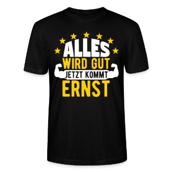 Ernst - Alles wird gut jetzt kommt Ernst - Stanley/Stella Unisex Bio-T-Shirt CRAFTER - Schwarz - Vorne - Alina (178cm) & Michal (187cm)