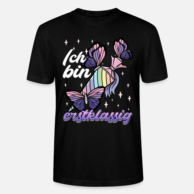 Schulkind Mädchen Einschulung mit Schmetterling - Stanley/Stella Unisex Bio-T-Shirt CRAFTER - Schwarz