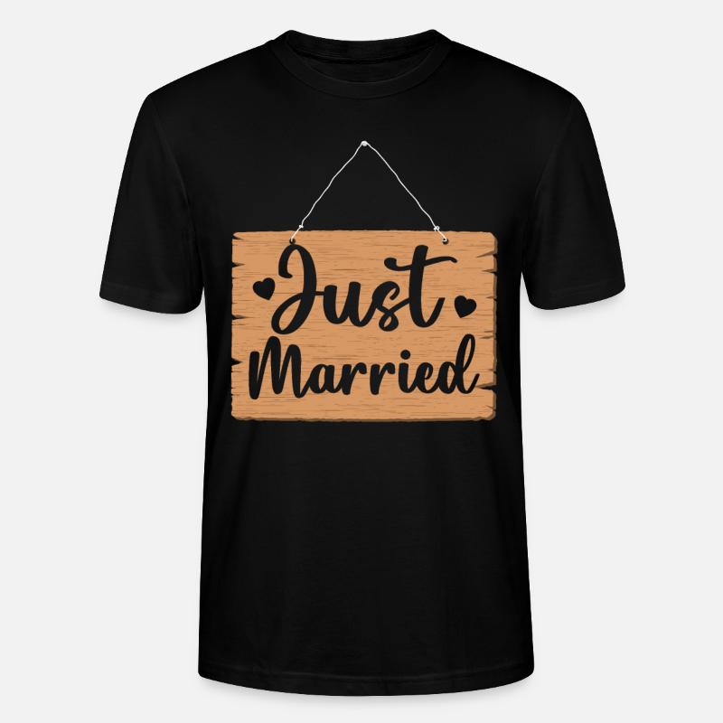 Just Married Schild - Stanley/Stella Unisex Bio-T-Shirt CRAFTER - Schwarz