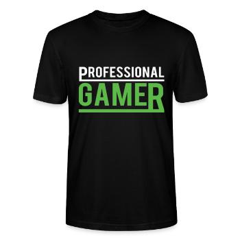 Gamer Gambler Player Gift Idea - Stanley/Stella CRAFTER Unisex Organic T-Shirt - black - Front - Alina (178cm) & Michal (187cm)