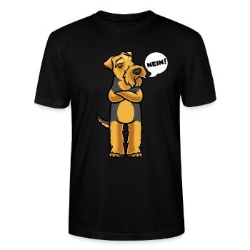 Sturer Welsh Terrier Hund - Stanley/Stella Unisex Bio-T-Shirt CRAFTER - Schwarz - Vorne - Alina (178cm) & Michal (187cm)