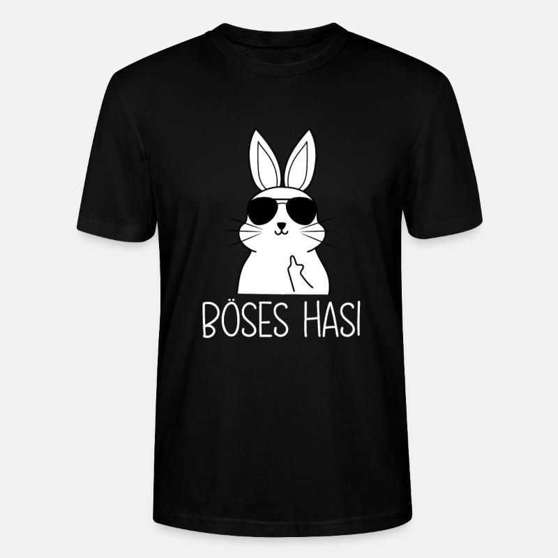 Böses Hasi Hase mit Mittelfinger - Stanley/Stella Unisex Bio-T-Shirt CRAFTER - Schwarz