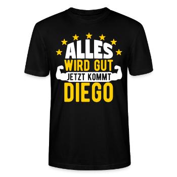 Diego - Alles wird gut jetzt kommt Diego - Stanley/Stella Unisex Bio-T-Shirt CRAFTER - Schwarz - Vorne - Alina (178cm) & Michal (187cm)