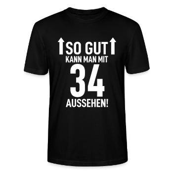 34. Geburtstag - Stanley/Stella Unisex Bio-T-Shirt CRAFTER - Schwarz - Vorne - Alina (178cm) & Michal (187cm)