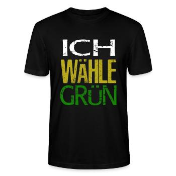 Ich Wähle Grün – Bundestagswahl 2021 Die Grünen - Stanley/Stella Unisex Bio-T-Shirt CRAFTER - Schwarz - Vorne - Alina (178cm) & Michal (187cm)