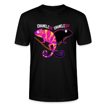 Chamäleon Chameleoff Reptil Echse - Stanley/Stella Unisex Bio-T-Shirt CRAFTER - Schwarz - Vorne - Alina (178cm) & Michal (187cm)