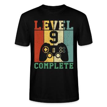 9 Geburtstag Level 9 complete - Stanley/Stella Unisex Bio-T-Shirt CRAFTER - Schwarz - Vorne - Alina (178cm) & Michal (187cm)