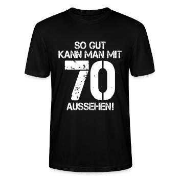 70. Geburtstag - Stanley/Stella Unisex Bio-T-Shirt CRAFTER - Schwarz - Vorne - Alina (178cm) & Michal (187cm)
