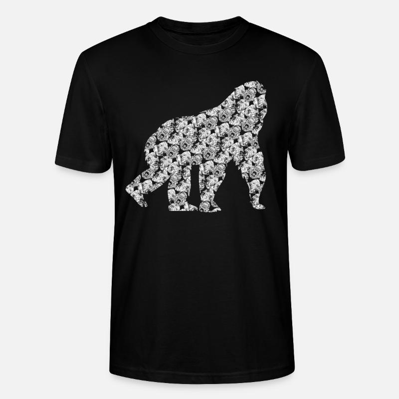 Gorillas Muster Gorilla - Stanley/Stella Unisex Bio-T-Shirt CRAFTER - Schwarz