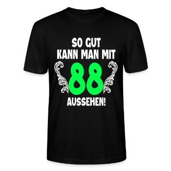 88. Geburtstag - Stanley/Stella Unisex Bio-T-Shirt CRAFTER - Schwarz - Vorne - Alina (178cm) & Michal (187cm)